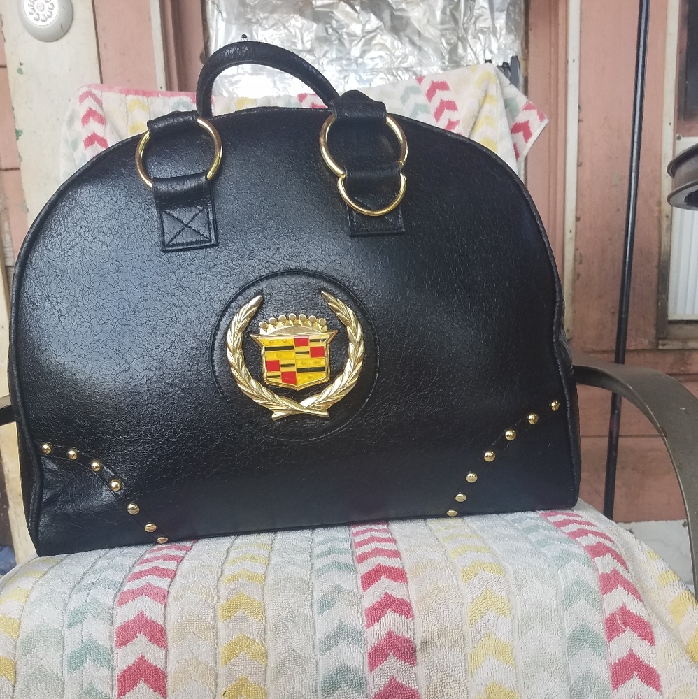 Cadillac leather weekender bag